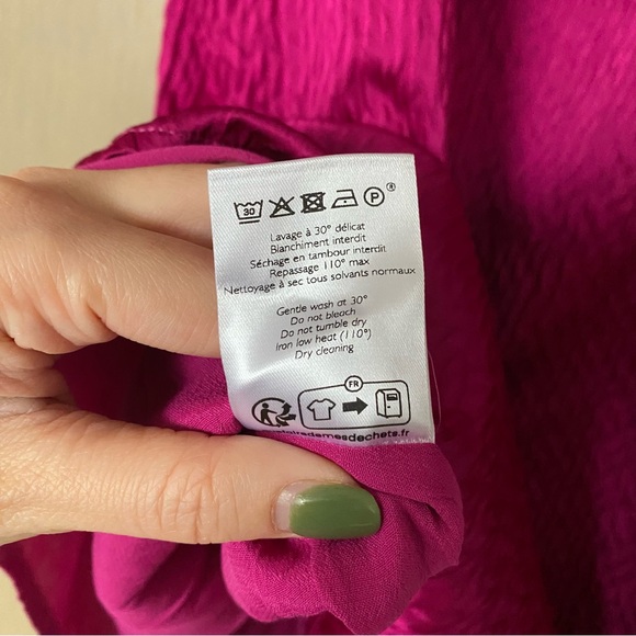 Sezane edition tamara voluminous puff sleeve mini dress fuchsia magenta pink - Picture 7 of 8